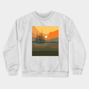 Stunning sunset behind trees in orange bright colors, minimalism style. Crewneck Sweatshirt